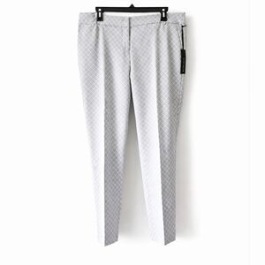 NWT Willi Smith Women's Gray White Patterned Straight Legs Business Pants Sz 14.